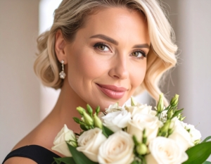 Klassischer Brautstrauß mit Rosen und Eukalyptus aus Düsseldorf